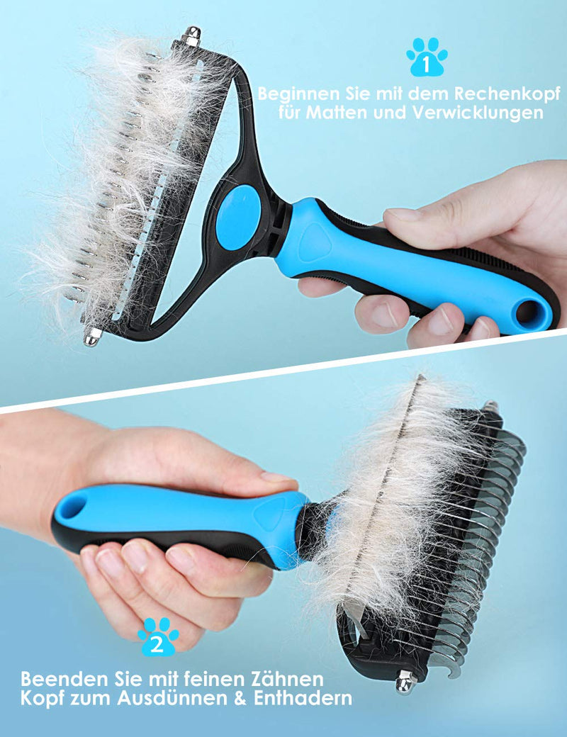 MalsiPree Dog Brush & Cat Brush 2-Side Professional Pet Grooming Tool for Shedding Medium to Long Hair, Dematting Combs for Dogs & Cats Deshedding, Mats & Tangles Removing L - PawsPlanet Australia