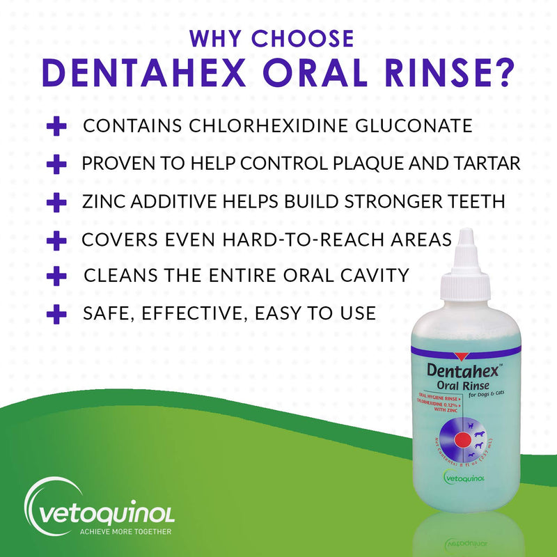 Vetoquinol Dentahex Pet Oral Hygiene Rinse, 8oz - PawsPlanet Australia