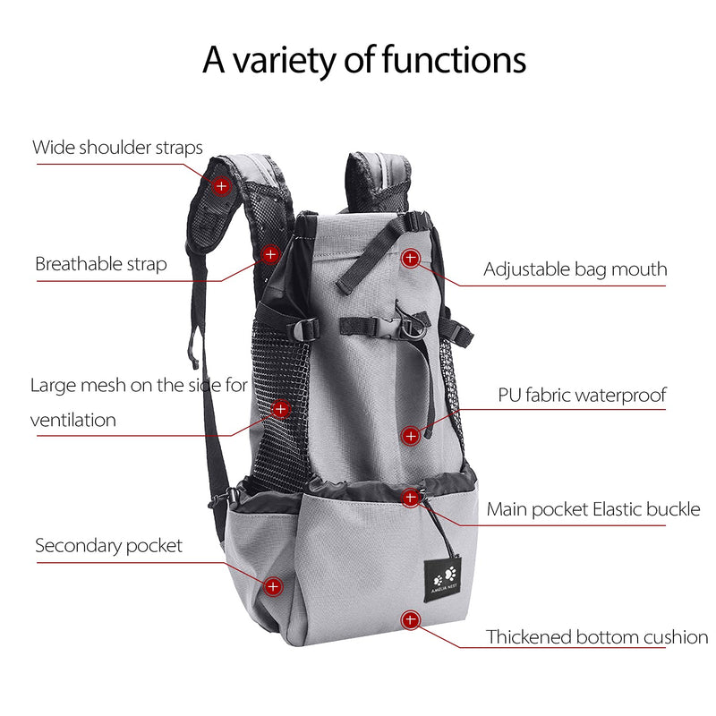 PETCUTE Dog Cat Carrier Backpack dog travel bag backpack for Puppy cat Breathable pet carrier bag with Adjustable bag mouth waterproof backpack for pet Up to 5KG M (up to 5KG) Gray - PawsPlanet Australia