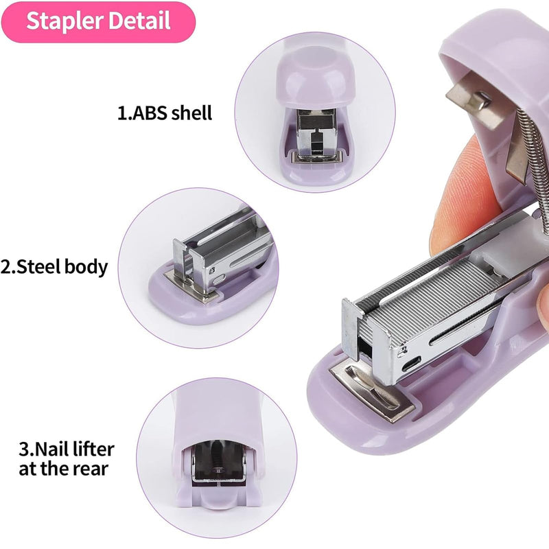 Pack of 2 mini stapler, small stapler, stapler, mini stapler with 800 standard 24/6 staples, office stapler, staple machine, small staples for school, home, office, organizing files - PawsPlanet Australia