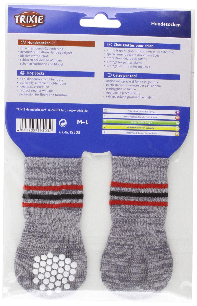 Trixie Hundesocken, Anti-Rutsch, M–L, 2 St., grau Medium-Large - PawsPlanet Australia