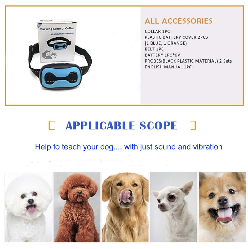 Advanced 2 in1 Anti Bark Dog Collar Stop Dogs Excessive Barking SAFE & HARMLESS Sound & Vibration Anti-Bark Training for Small to Large Dogs - PawsPlanet Australia