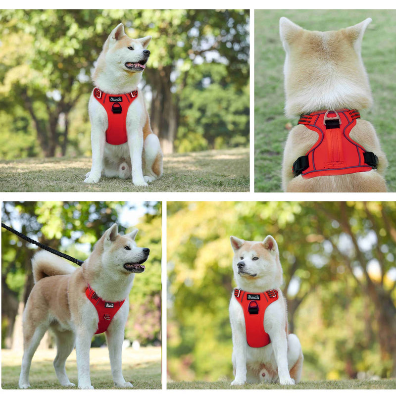 Eyein Dog Harness for Medium Dogs, Adjustable Breathable Reflective, Padded and Breathable Chest Harness with Handle and Front Bar for Daily Training (Red, M) M(Neck: 37-50cm, Chest: 40-68cm) Red - PawsPlanet Australia