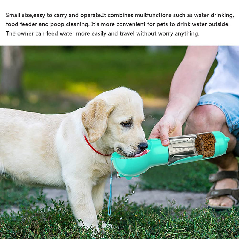 Dog Water Bottles,Portable Travel Dog Water Bottle for Walking,300ML Lighting Pet Drinking Water Bottle Dispenser,Leak Proof Puppy Water Bottles with Food Box Poop Shovel Eco Bags for Healthy Playing Blue - PawsPlanet Australia