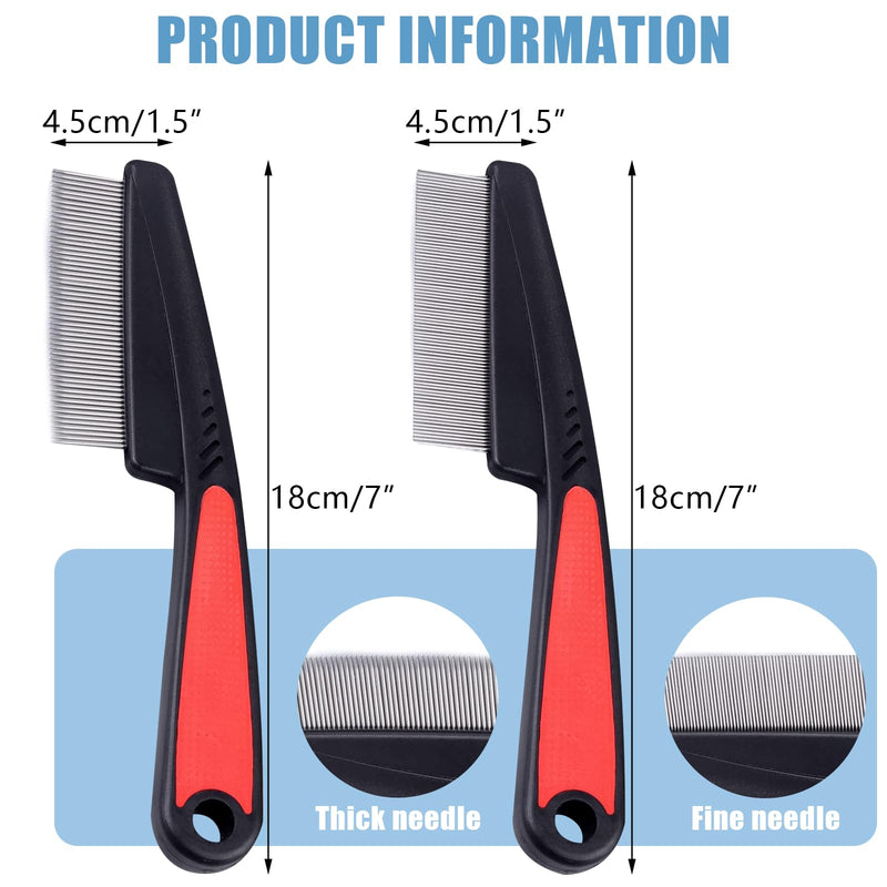 Monsully Pack of 2 Flea Combs for Dogs and Cats, Pet Dust Comb, Professional Dog Cat Lice Comb, Dust Comb, Flea Comb, Coarse and Fine Teeth, Stainless Steel Lice Comb - PawsPlanet Australia