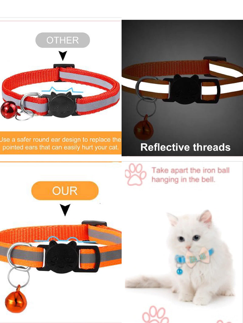 metagio 6 Pack Cat Collar with Bell, Reflective Kitten Cat Collar Quick Release Safety Adjustable Buckle Flea Collar for Kitten,Cat,Puppy - PawsPlanet Australia