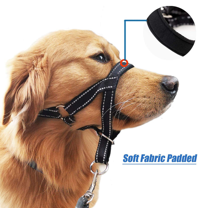 wintchuk Dog Head Collar, Head Collar with Reflective Strap to Stop Pulling for Small Medium and Large Dogs, Adjustable S Black - PawsPlanet Australia