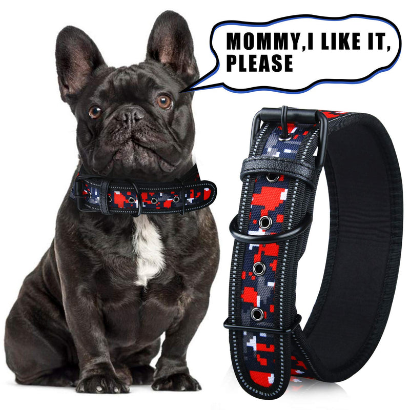 [Australia] - HOMEKNOBS Dog Collar,Reflective Dog Collar 2" Width Soft Lining Padded Dog Collar & Heavy Duty Dog Collar for Medium and Large Dogs Adjustable Length(1pcs) L: 2" Wide for (20"-24")Neck 