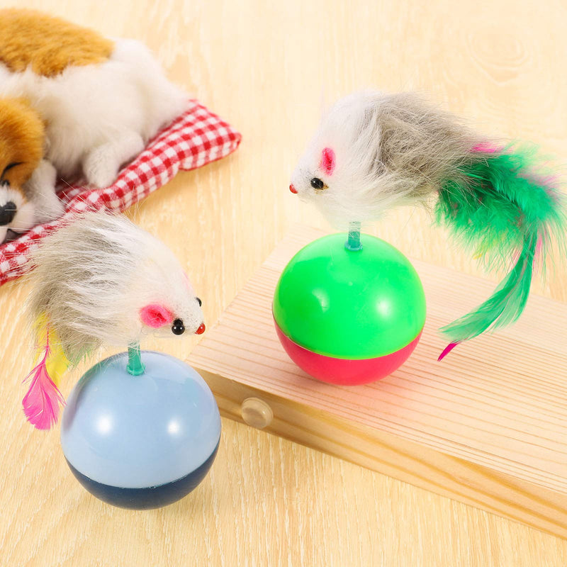 FANTESI 2 Pcs Cat Toy Ball, Kitten Funny Ball Interactive Cat Toy Ball Mice Toy Ball for Cat (Randdom color) - PawsPlanet Australia