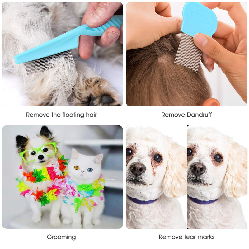 Cat Comb Dog Comb Fine Tooth Comb Pet Comb Grooming Set For Grooming And Removing Dandruff Flakes Remove Float Hair Tear Marks (blue) blue - PawsPlanet Australia