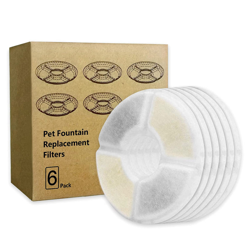 PewinGo 6 PACK Cat Water Fountain Filters, for 2-2.5L Cat Water Fountain, Triple Action with Urinary System Protective Resin, Acticated Carbon - PawsPlanet Australia