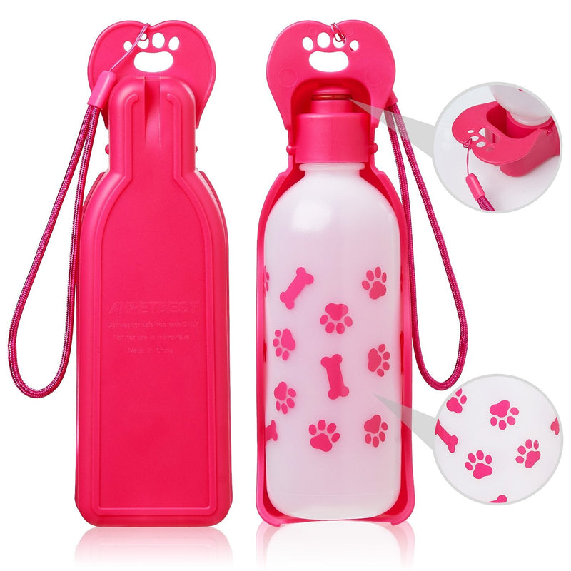ANPETBEST Dog Travel Water Bottle, Portable Foldable Water Dispenser Drink Bottle for Daily Walks, Hiking, Camping, Beach, BPA Free Plastic-325ml/11oz-650ml/22oz?Pink? (11oz) 11oz - PawsPlanet Australia
