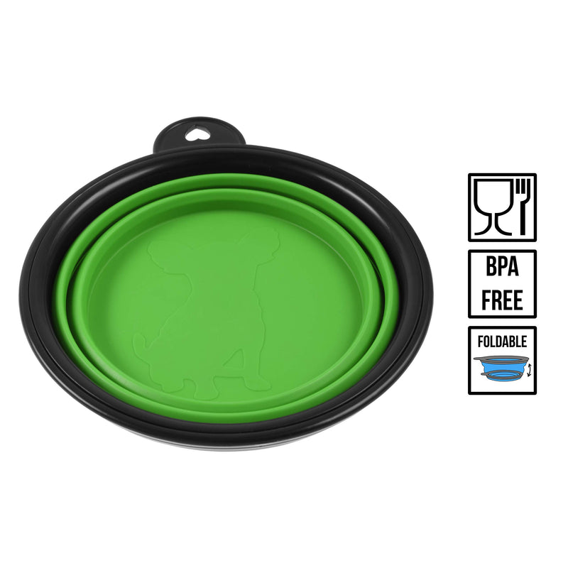 PhoneNatic Collapsible Silicone Dog Bowl in Green, Travel Bowl for Dogs and Cats with Carabiner, S, Green, 350 ml - PawsPlanet Australia