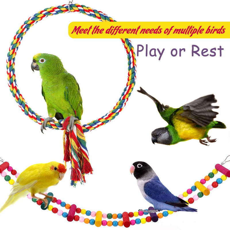 [Australia] - Pawaboo 2PCS Bird Parrot Swing Chewing Toys, Bird Cage Stand Hammock Hanging Swing and Climbing Ladder for Small Medium Large Birds, Parakeets, Cockatiels, Conures, Budgie, Macaws, Love Birds, Finches 