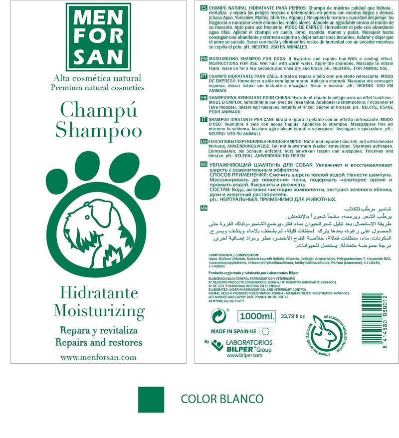 MENFORSAN Moisturizing Dog Shampoo 1L, moisturizes, protects and refreshes - PawsPlanet Australia