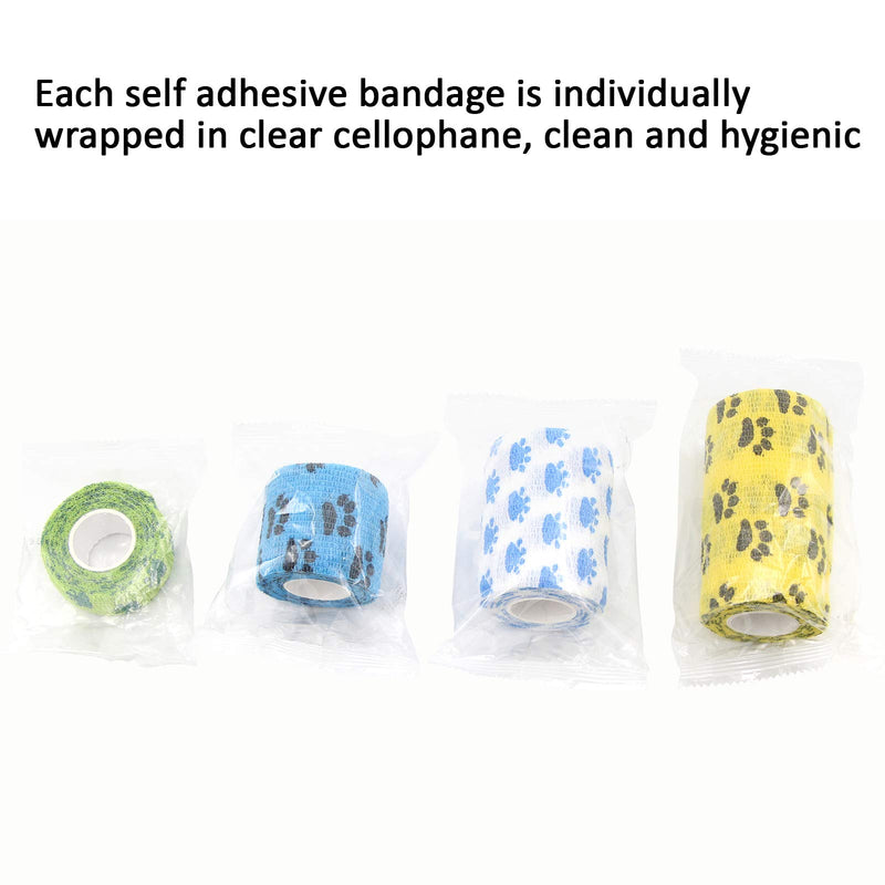 Vet Wrap Vet Tape Bulk Self-Adherent Non-Woven Cohesive Bandage First Aid for Dogs Cats Horses Birds Animals Strong Sports Tape for Wrist Healing Ankle Sprain & Swelling 1 Inch 12 Packs - PawsPlanet Australia