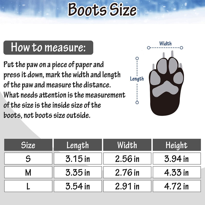 PUPTECK Fleece Lining Dog Boots Waterproof Dog Shoes with Reflective Straps Anti-Slip Paw Protector Rugged Sole for Medium Large Dogs Cold Days Outdoor Walking Running S - 3.15"x2.56" (L*W) Black - PawsPlanet Australia