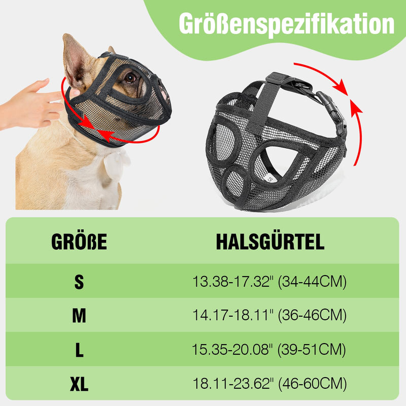 Bpawser Short Snout Dog Muzzles Adjustable Breathable Mesh Bulldog Muzzle for Biting Chewing Barking Training Dog Mask Black (L) L - PawsPlanet Australia