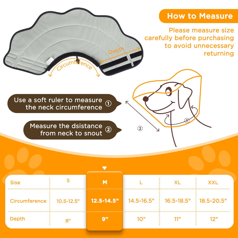 BONTHEE Dog Neck Collar, Breathable Pet Elizabethan Soft Protective Collar Dog After Surgery, Adjustable Elizabethan Collar for Large Dogs to Stop Licking Wound, Lightweight M Grey - PawsPlanet Australia