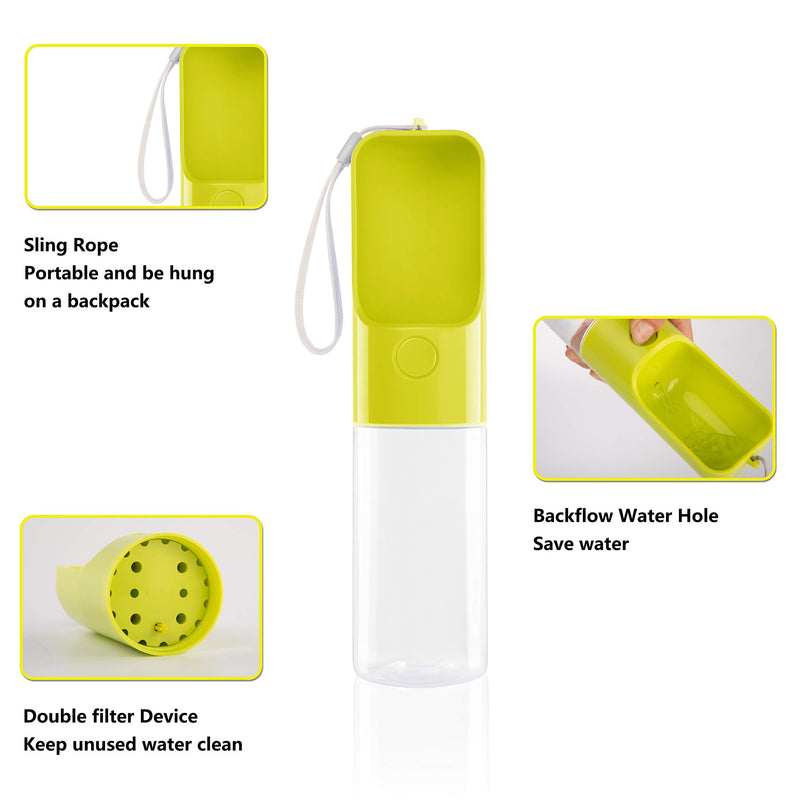 [Australia] - LitaiL Pet Water Bottle for Walking Outdoor Portable Travel Cat Dog Hiking Water Bottle Bowl Durable High-Capacity (15oz) BPA Free Pet Hot Water Dispenser (Green) Green 