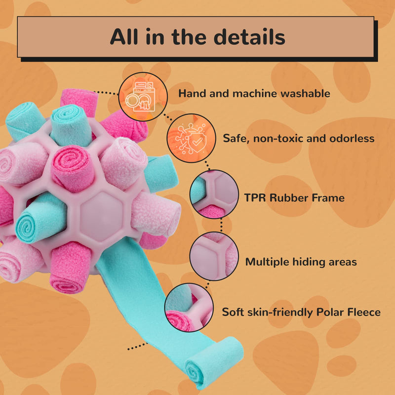 Larimuer Snuffle Ball for Dogs, Sniffing Carpet Snuffle Toy Interactive Dog Toy Portable Pet Snuffle Ball Toy for Small Medium Dogs Pet (Summer Pink) Summer Pink - PawsPlanet Australia