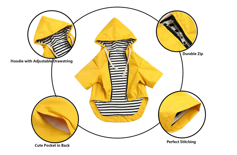 Morezi Dog Zip Up Dog Raincoat With Hood, Rain/Water Resistant, Adjustable Drawstring, Pocket Design, Stylish Premium Dog Raincoats - Size XS to XXL Available - Yellow - M Medium(Bust: 62CM) - PawsPlanet Australia