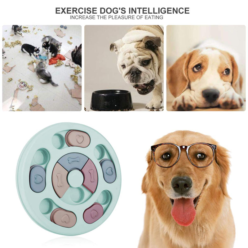 BoloShine Round Dog Puzzle Feeder Toy, Durable Pet Interactive Toy Puppy Treat Dispenser, Dog Training Games Feeder Plate, Dog Training Brain Games, Improving IQ (Blue) - PawsPlanet Australia