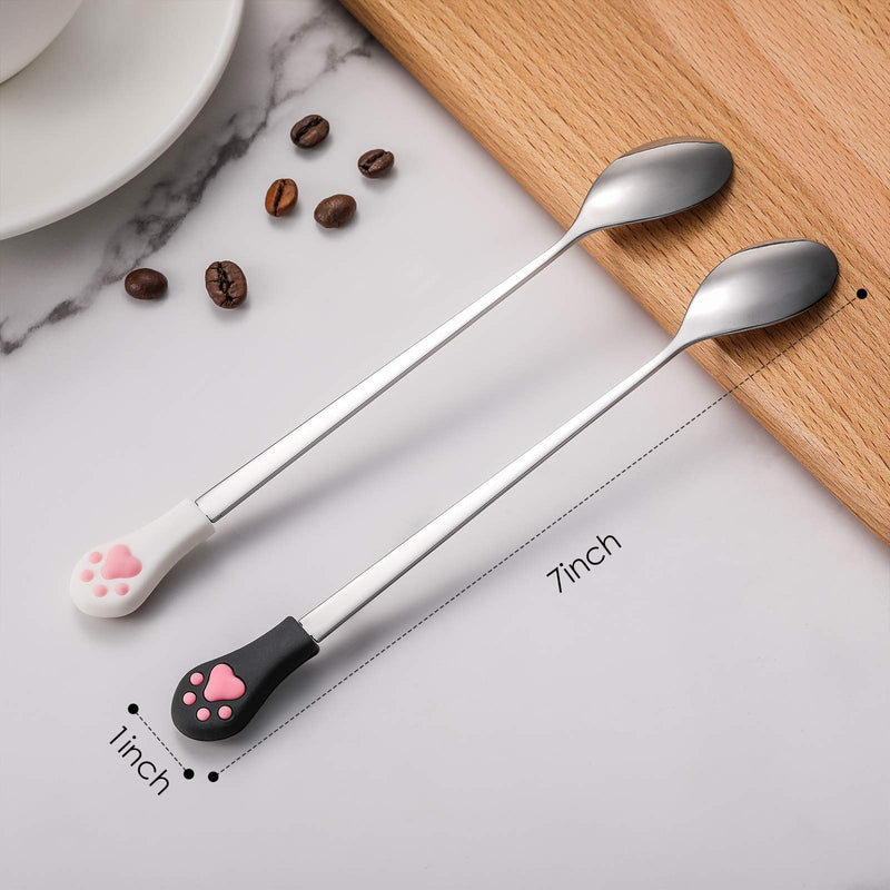 6 Pieces Dog Can Spoon Stainless Steel Pet Spoon Dog Food Spoon with 7 inch Long Handle Cat Canned Food Scoop with Cute Cat Claw Pattern for Pet Dog Cat Food Can - PawsPlanet Australia