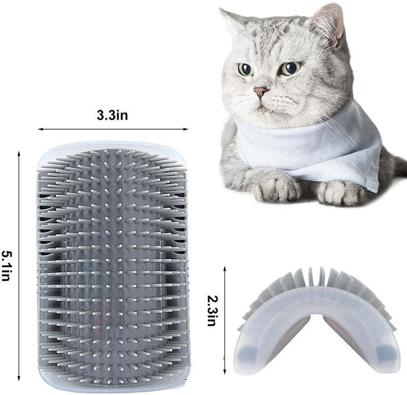 JEFFOUOO Pack of 2 Cat Self Groomer, Massage Corner Cat, Cat Brush Cat Self Groomer, Cat Brush Wall Corner with Packs of Catnip & Screws for Long Hair Short Hair Cat Massage, Grey - PawsPlanet Australia