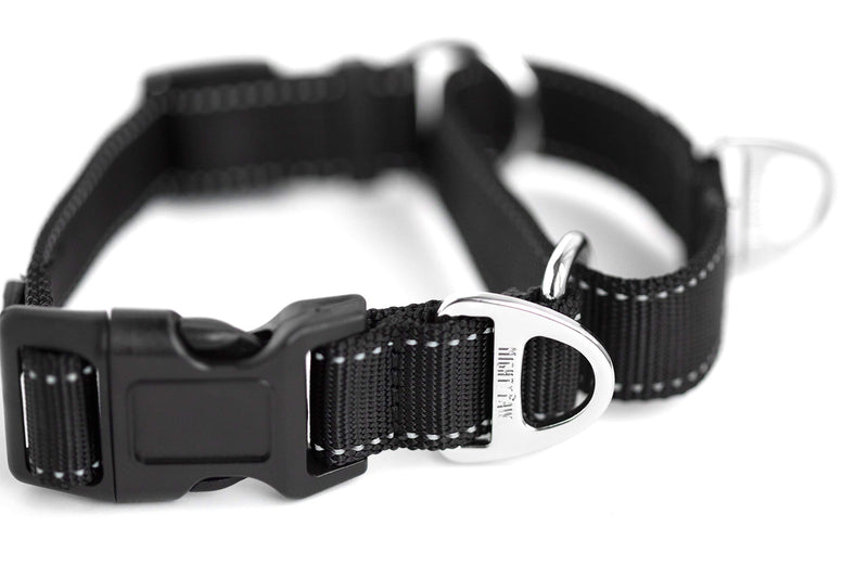 Mighty Paw Martingale Nylon Training Collar. Our Trainer Approved Limited Slip Collar. Modified Cinch Collar for Controlled Force for Optimal Training. Reflective Stitching to Keep Your Dog Safe! Small Black - PawsPlanet Australia