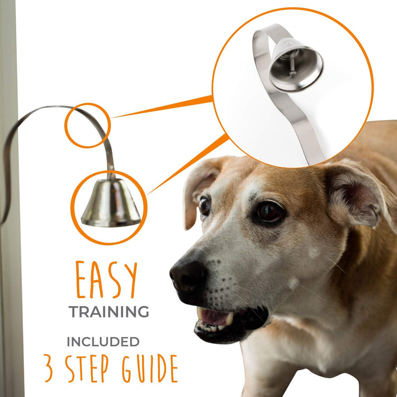 Mighty Paw Metal Potty Bell, an All Metal Dog Doorbell with Sleek Silver Bell and Support, The Thick-Walled Durable Bell Optimizes Sound Quality. Includes Training Guide - PawsPlanet Australia