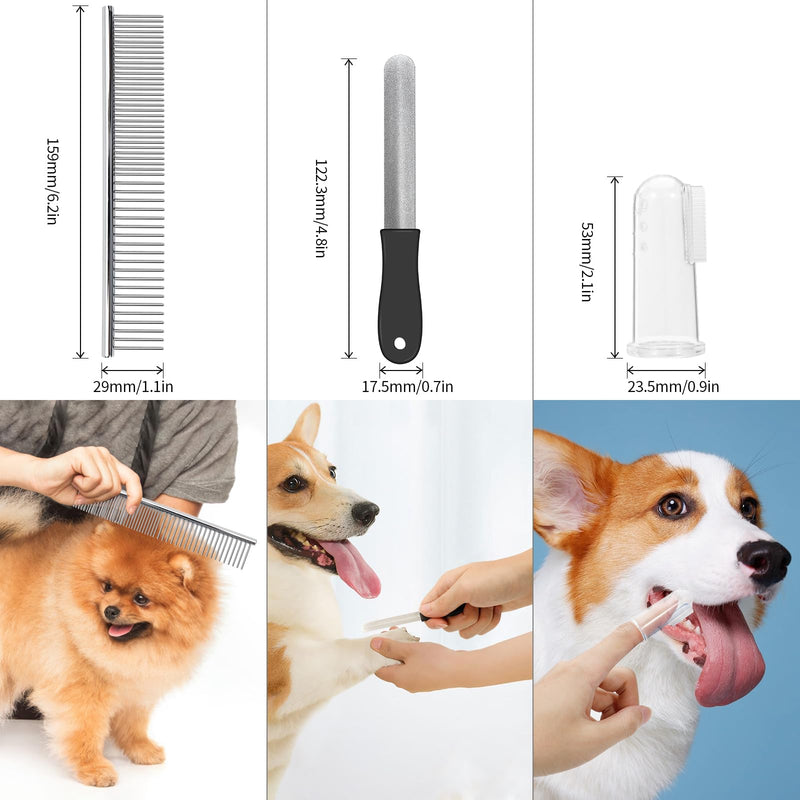 D dDraw 8-piece animal care set, dog scissors set with claw scissors, nail file, animal fur scissors, pet comb, fur glove, dog brush, food bowl, pet finger toothbrush, for dogs and cats, small animals - PawsPlanet Australia
