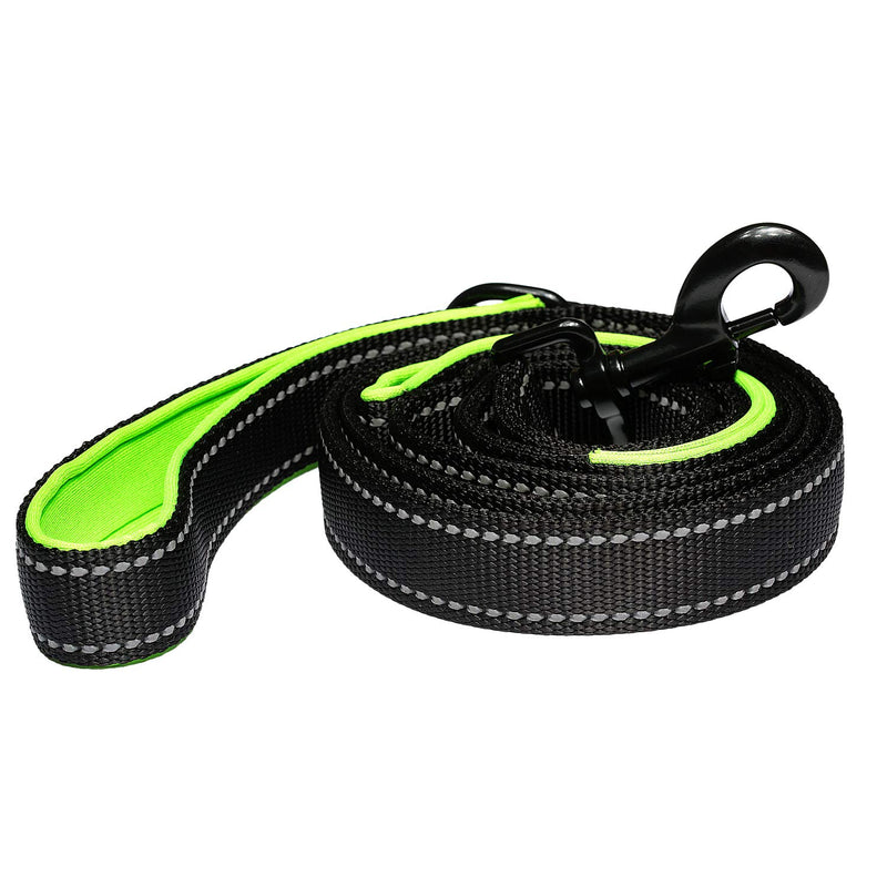 [Australia] - yipet 5FT Dog Leash Heavy Duty Rope Leash with Double Dual Soft Padded Handle Pet Training Lead with Reflective Belt for Traffic Control Safety Perfect for Medium and Large Dogs BlackGreen 