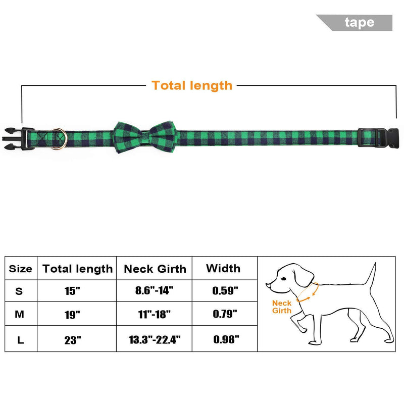 HAOPINSH Dog Bow Tie, Dog Cat Collar With Bow Tie Buckle Light Plaid Dog Collar for Dogs Cats Pets Soft Comfortable,Adjustable (M, Green) Medium - PawsPlanet Australia