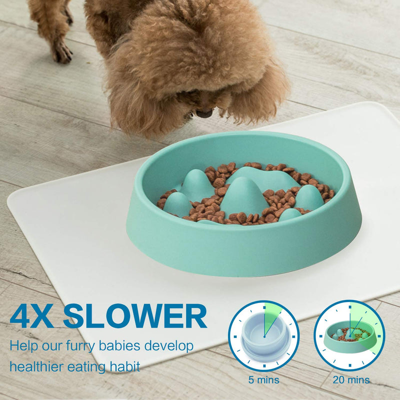 [Australia] - Dimgogo Slow Feeder Dog Bowls, Dog Food Bowl Slow Eating Dog Bowl Interactive Bloat Stop Dog Bowls Non Slip Puzzle Bowl Preventing Choking Healthy Dogs Cats Bowl Come with Free Puppy Dog Chew Toys Blue 