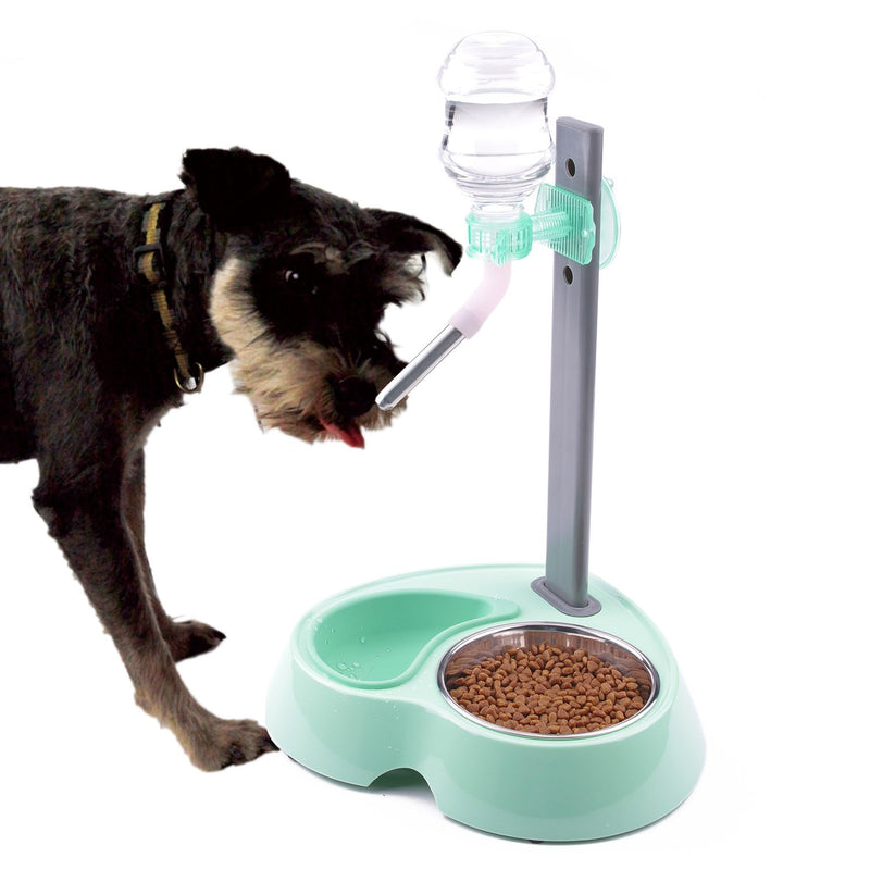 [Australia] - Super Design Multifunctional Automatic Feeders Dispenser - Portion Control Water Dispenser Bowl for Dogs & Cats, Mess Free, No More Dripping Beard Light Green 