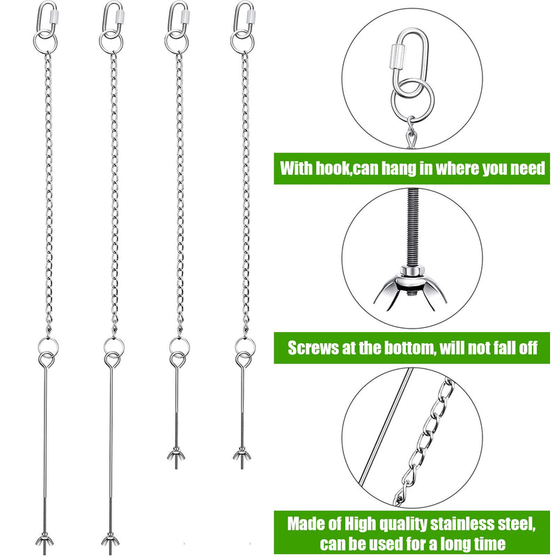 [Australia] - Weewooday 4 Pieces Chicken Veggies Skewer Set, 4.7 and 7.87 Inch Chicken Fruit Vegetable Holder Stainless Steel Hanging Feeder Chain Feeder Tools Toy for Hens Pet Chicken Birds 