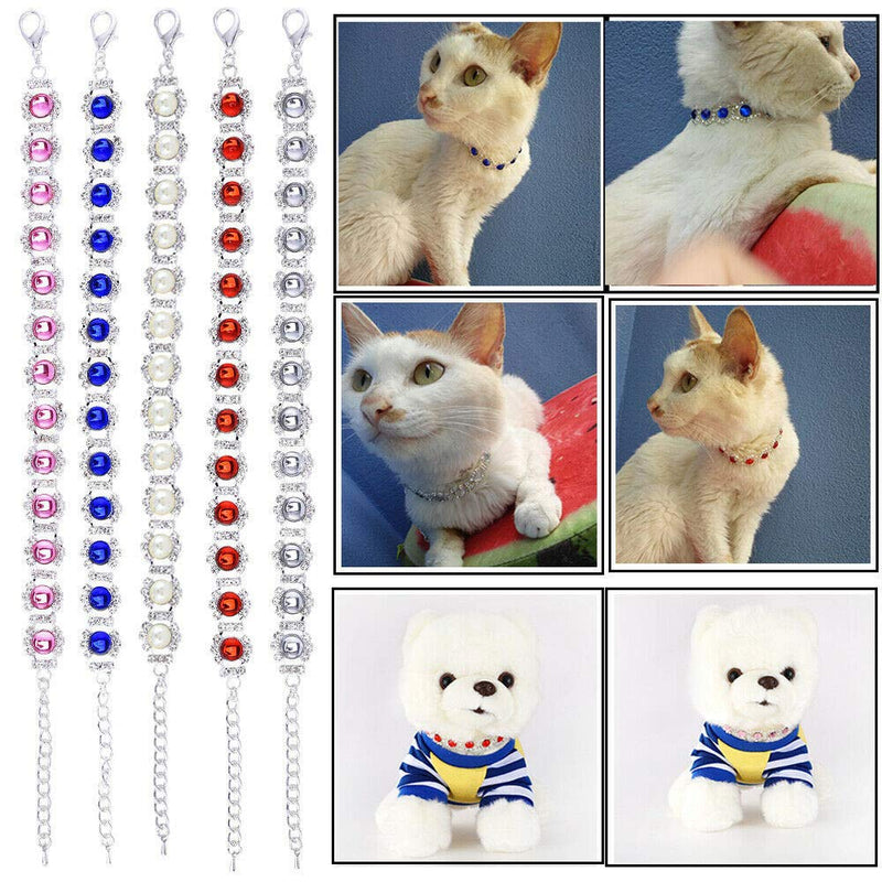 Dogs Kingdom Pet Dog Cat Crystal Collar Bling Rhinestones Party Princess Necklace Adjustable Necklace Accessories S:8-10" neck Green - PawsPlanet Australia