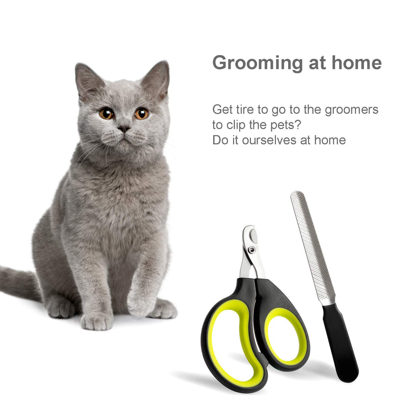 [Australia] - Wzhe Cat Nail Clipper Trimmer - Premium Pet Nail Clippers with Sharp Flat Blade, Big Handle Cats Claw Trimmers and Nail File for Puppy, Kitten, Small Pets 