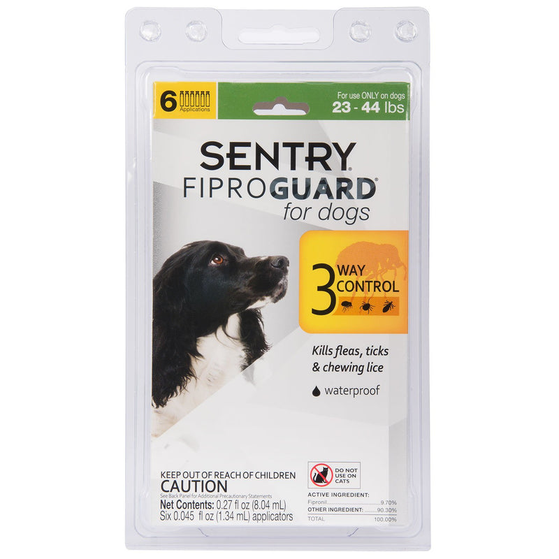 SENTRY Fiproguard for Dogs, Flea and Tick Prevention for Dogs (23-44 Pounds), Includes 6 Month Supply of Topical Flea Treatments - PawsPlanet Australia