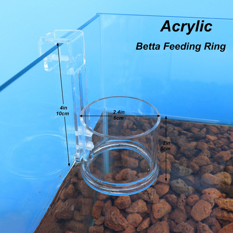 Clear Acrylic Betta Feeding Ring, with Hook Fish Feeder, Aquarium Tank Accessories for Small Goldfish and Turtle, Prevent Fish Food from Spreading - PawsPlanet Australia