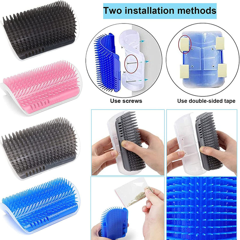 LATRAT 4pcs Cat Self Groomer Brush Wall Corner Cat Brush Pet Brush Cat Brush for Dogs Cat Massage Hair Removal Self Groomer Pet Grooming Comb Hair Removal Massage Brush - PawsPlanet Australia