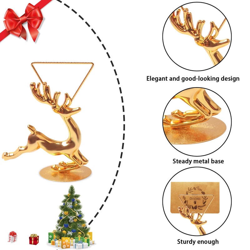 Halatool 6 Pack Novelty Christmas Photo Holder- Gold Deer Photo Holder Card with Metal Base for Christmas Party Wedding Home Bar Decoration or Table Number Name Sign - PawsPlanet Australia