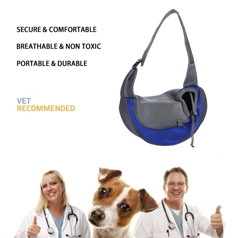 Pet Dog Cat Sling Carrier Bag Puppy Shoulder Carry Bag Hands Free Dog Papoose Carrier with Adjustable Shoulder Strap Pet Travel Carrier Tote Bag with Breathable Mesh Pouch for Outdoor Walking Subway Blue - PawsPlanet Australia