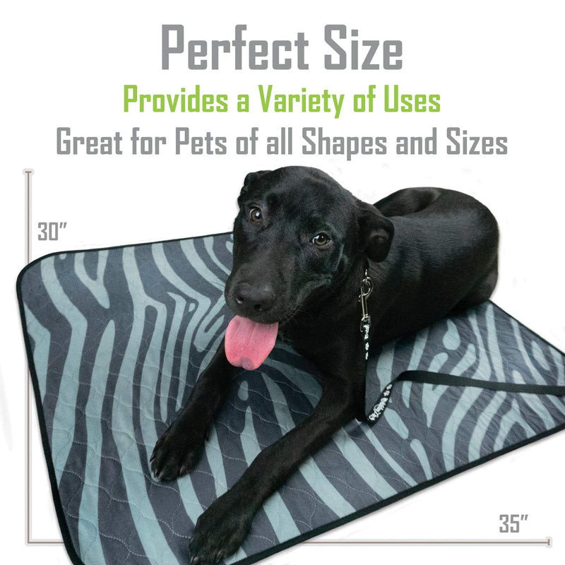 [Australia] - Zoorenity |2 Pack| Washable Pee Pads for Dogs | 10% to Charity | Waterproof and Reusable Dog Training Pads | Puppy Training Pads | Incontinence Protection for Older Dogs | Crate Liners | Dog Potty Pad 30x35 Zebra 