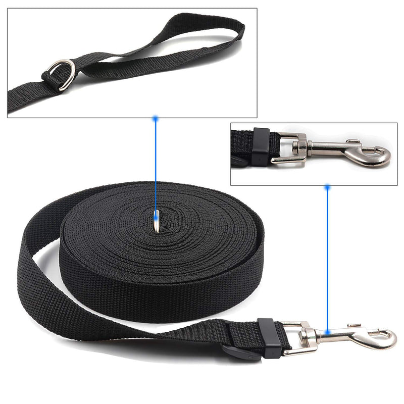 [Australia] - NOBER Long Training Leash 15 33 66 130 Feet 1 inch Wide 16ft-33ft Black 