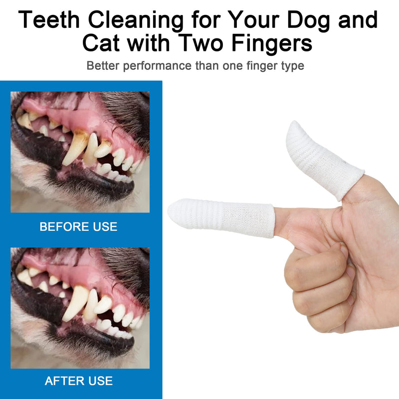 Beuool Dog Toothbrush Cat Toothbrushes-Fingers Toothbrushes for Dog Cats Teeth Cleaning, Washable&Comfortable&Durable, 1 Set for Two Fingers, Includes 2 Sets White Pearl White - PawsPlanet Australia