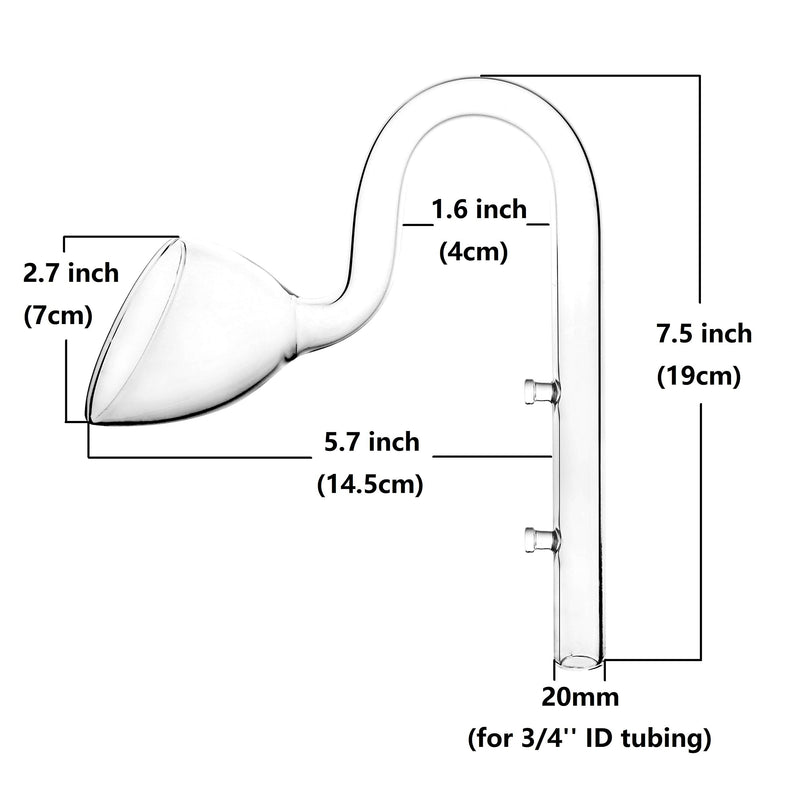 JARDLI Glass Lily Pipe Inflow Outflow Set 20mm for 3/4" ID (19/25mm) Tubing - PawsPlanet Australia