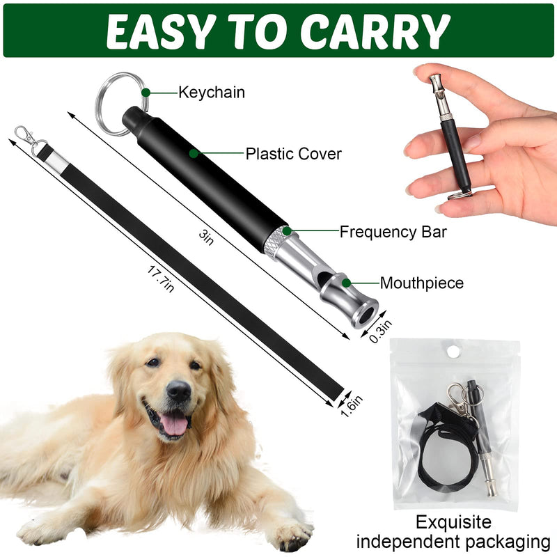 10 Pieces Dog Training Whistle Set Include 5 Pieces Stop Barking Dog Whistle Adjustable Ultrasonic Silent Dog Whistle and 5 Pieces Lanyards for Recall Training Field Black - PawsPlanet Australia