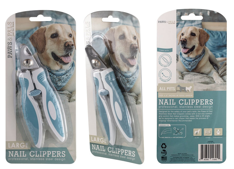 [Australia] - Paws & Pals Dog Nail Clipper Trimmer Scissors for Large or Small Cats and Pets –Stainless Steel Trimming Grooming Tool with Safety Latch & Non-Slip Grip for Home & Professional Use 